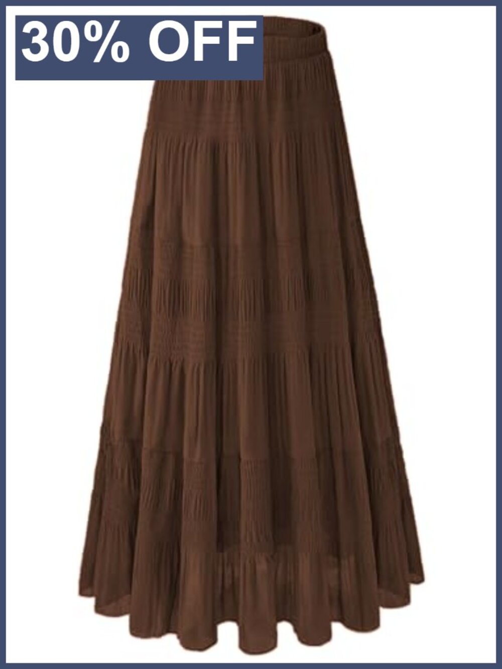 Women's Chiffon Pleated A Line Maxi Skirt Elastic Waist Flowy Boho Summer